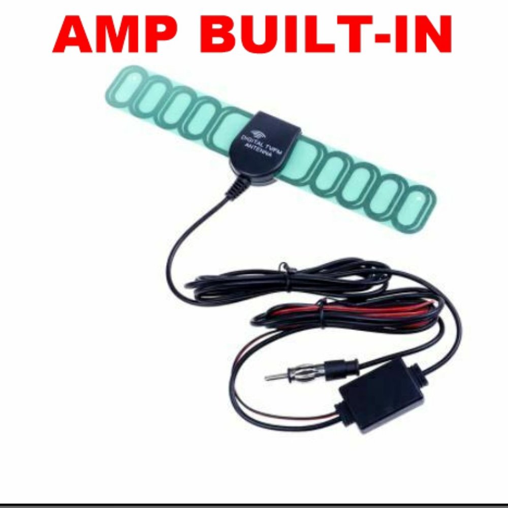 FM TV Radio Window Mount Digital Antenna With Amplifier Booster Built-In